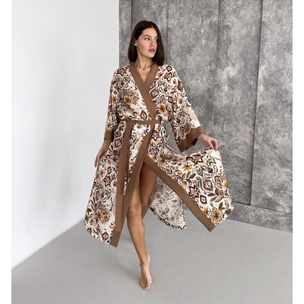 Халат домашний женский длинный Boho Chic Корица в Leron - фото