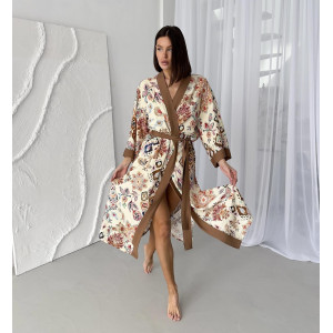 Красивый женский халат длинный Boho Chic Карамель