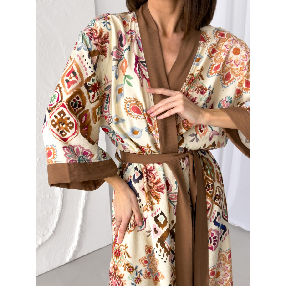 Гарний жіночий халат довгий Boho Chic Карамель