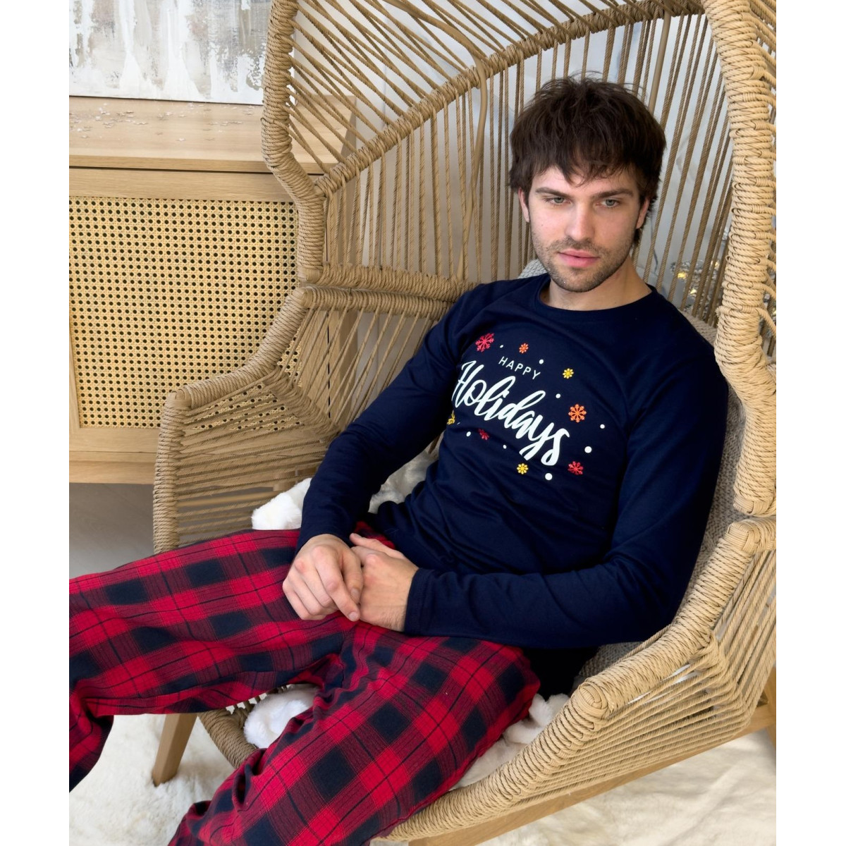 Мужская рождественская пижама фланель Глен Holiday Men в Leron - фото
