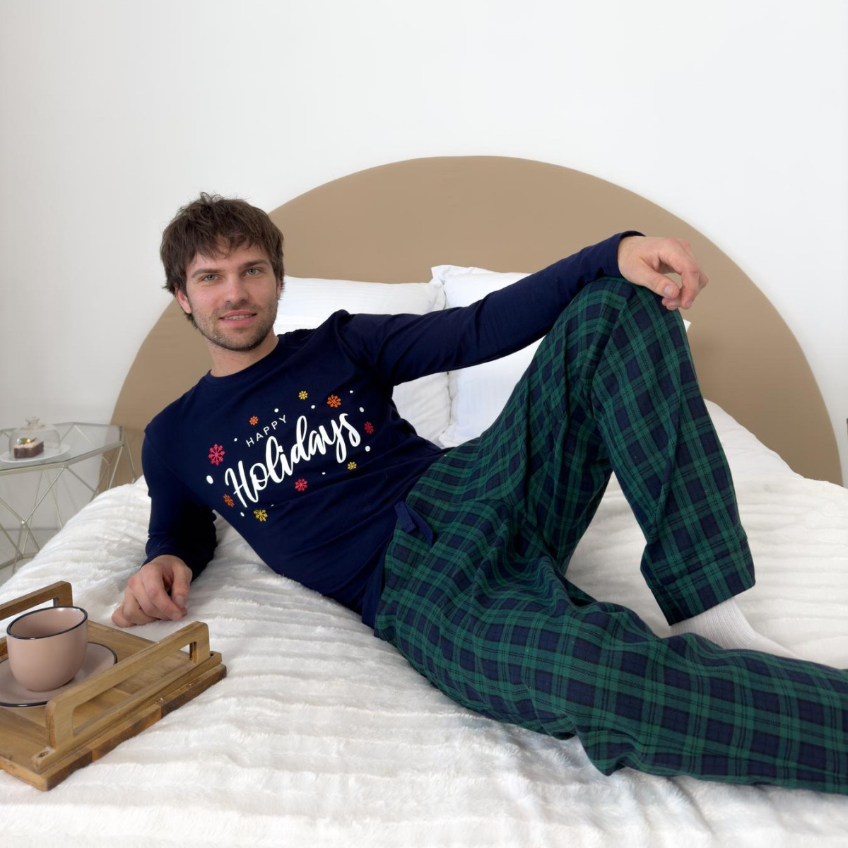 Зимова чоловіча піжама новорічна фланель Бруклін Holiday Men в Leron - фото