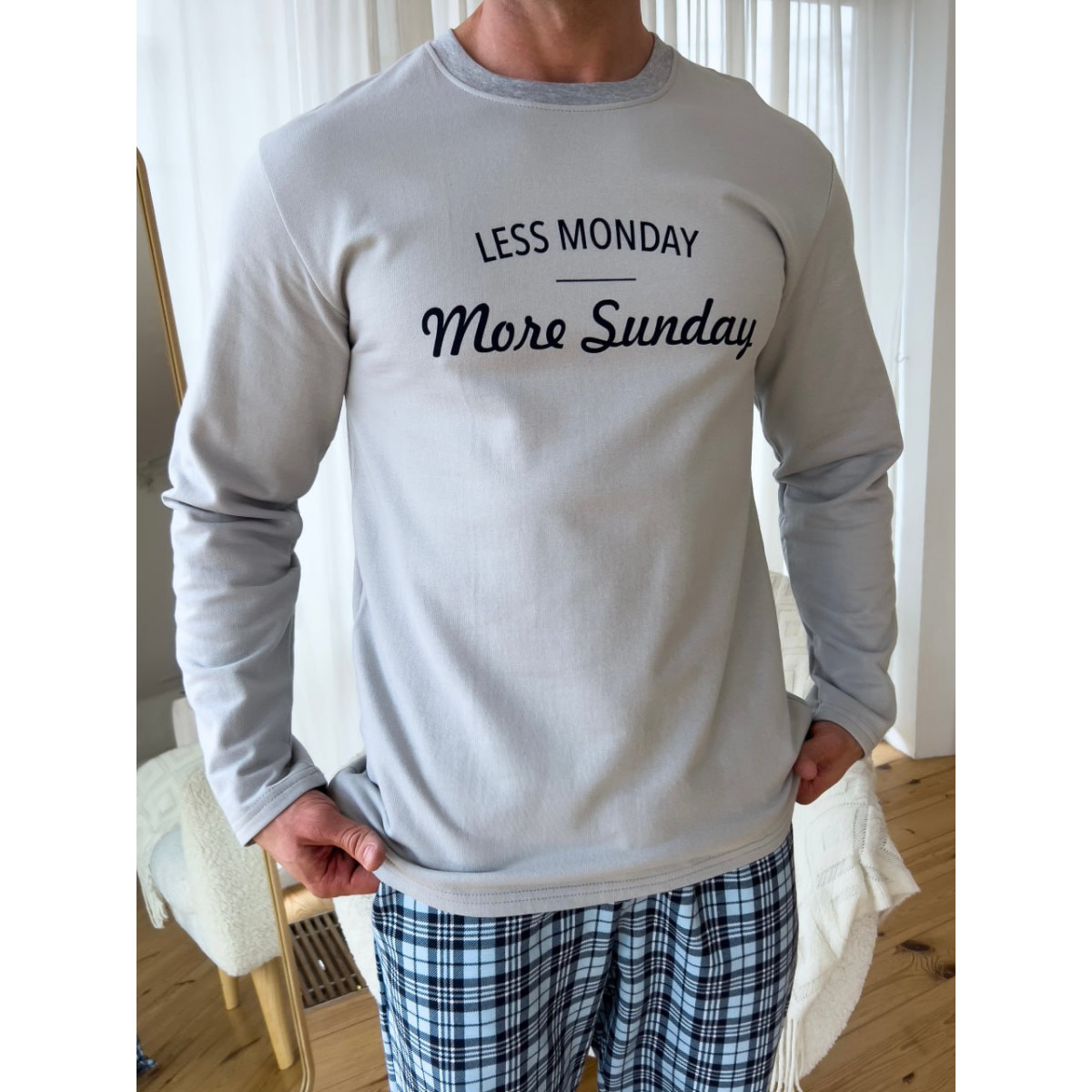 Мужская трикотажная пижама теплая с начесом Sunday