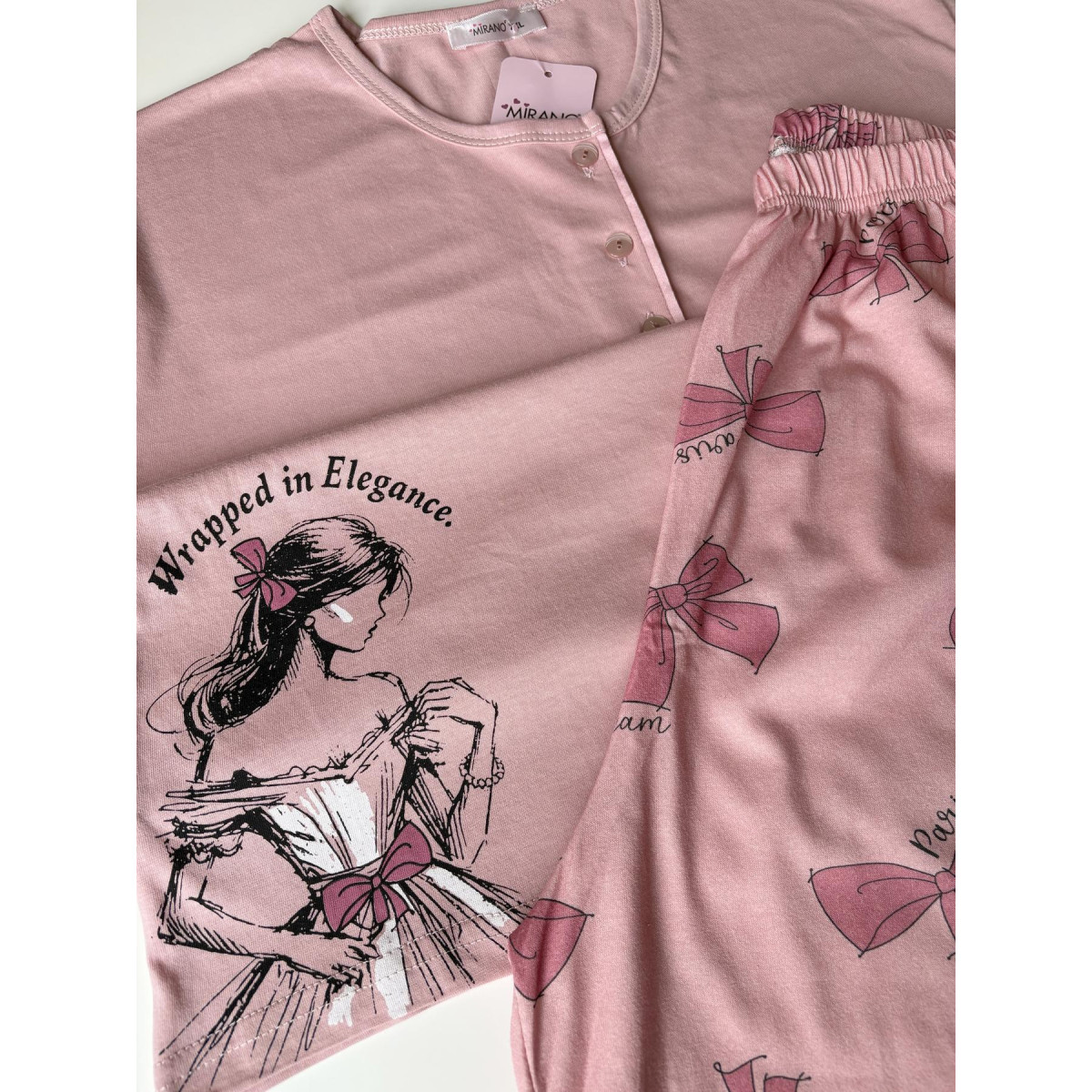 Піжама жіноча з бриджами для повних жінок Charming Bow Пудра