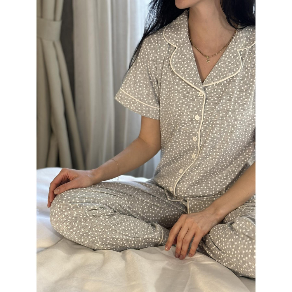 Пижама вискоза женская Звездочки mini Grey Турция