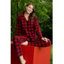 Женская пижама теплая микробайка в клетку Jamo Red+ Black Турция в Leron - фото 2