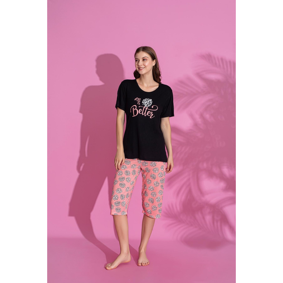 Женская пижама трикотаж Life is Better Pink Турция
