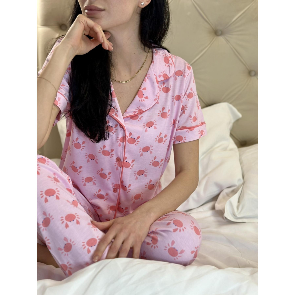 Турецкая пижама женская Crabby Mood Pink