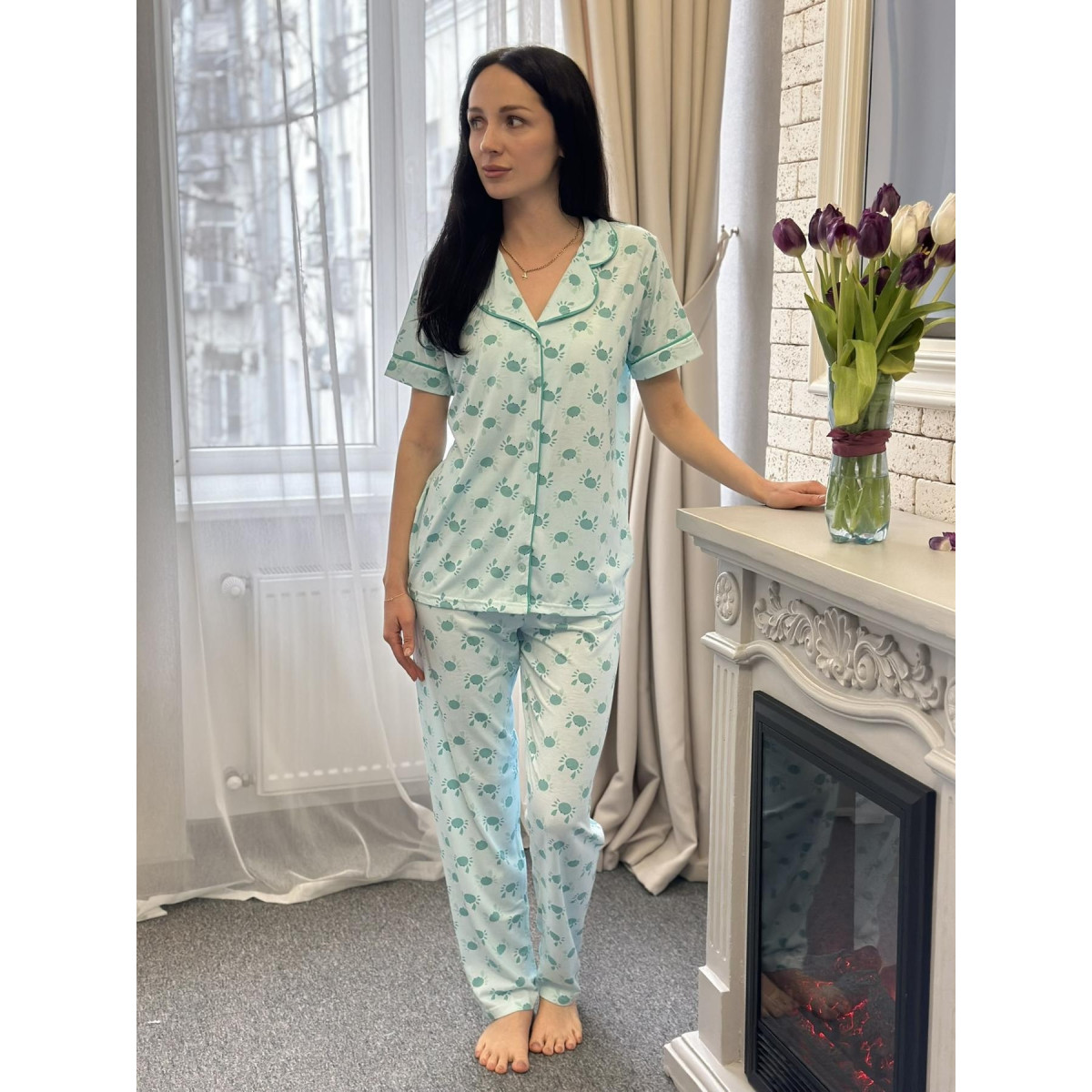 Пижама трикотажная женская Crabby Mood Blue Турция