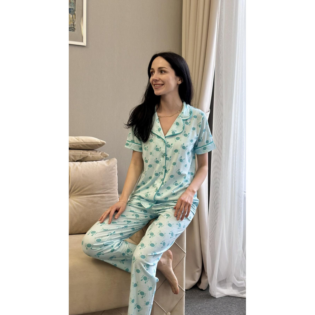 Пижама трикотажная женская Crabby Mood Blue Турция