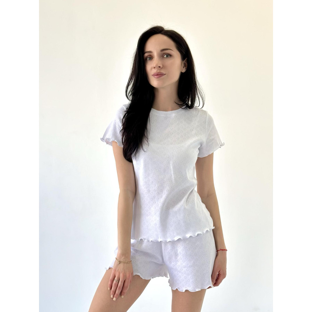 Піжама жіноча з шортами трикотаж Rose Amour White
