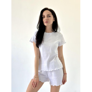 Піжама жіноча з шортами трикотаж Rose Amour White