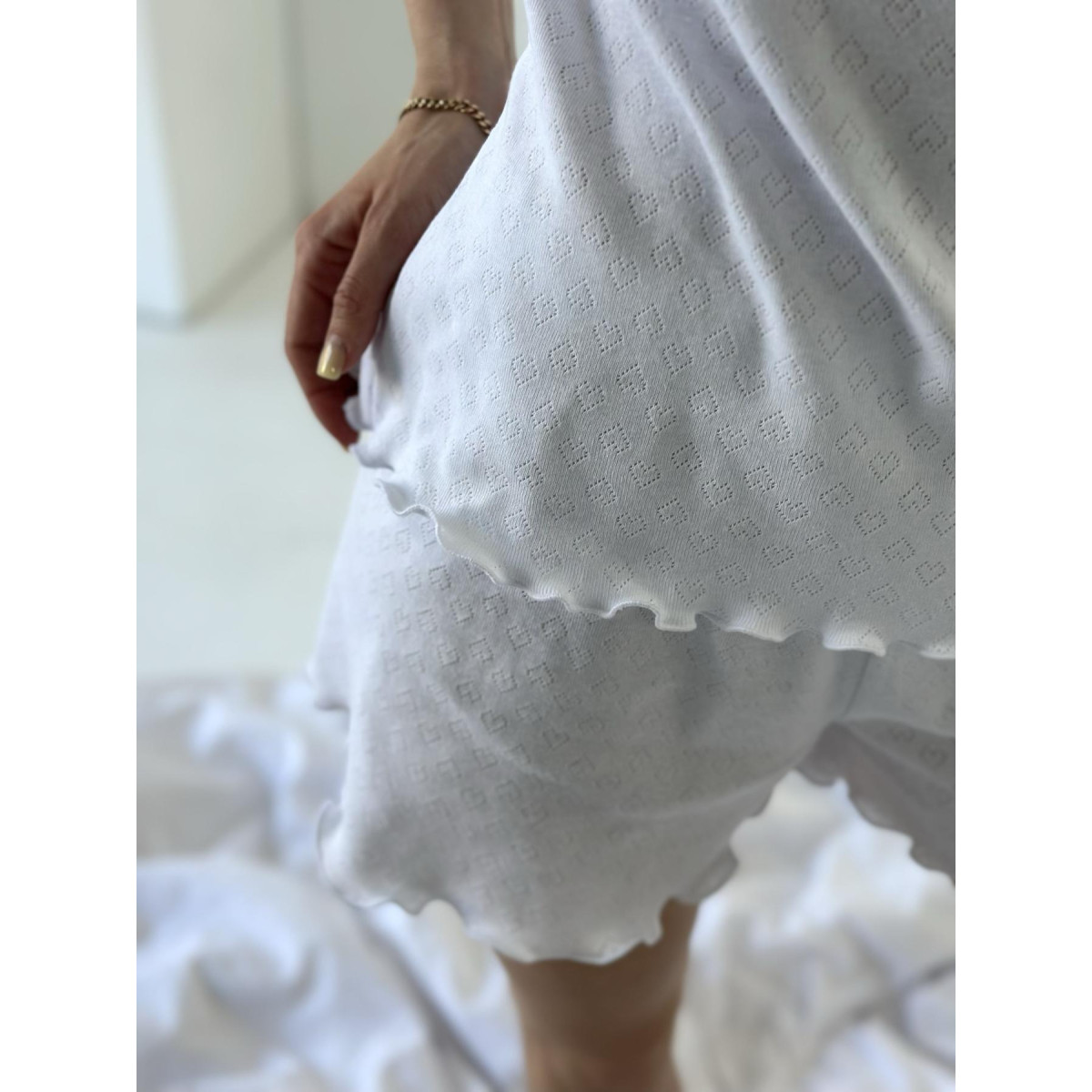 Піжама жіноча з шортами трикотаж Rose Amour White