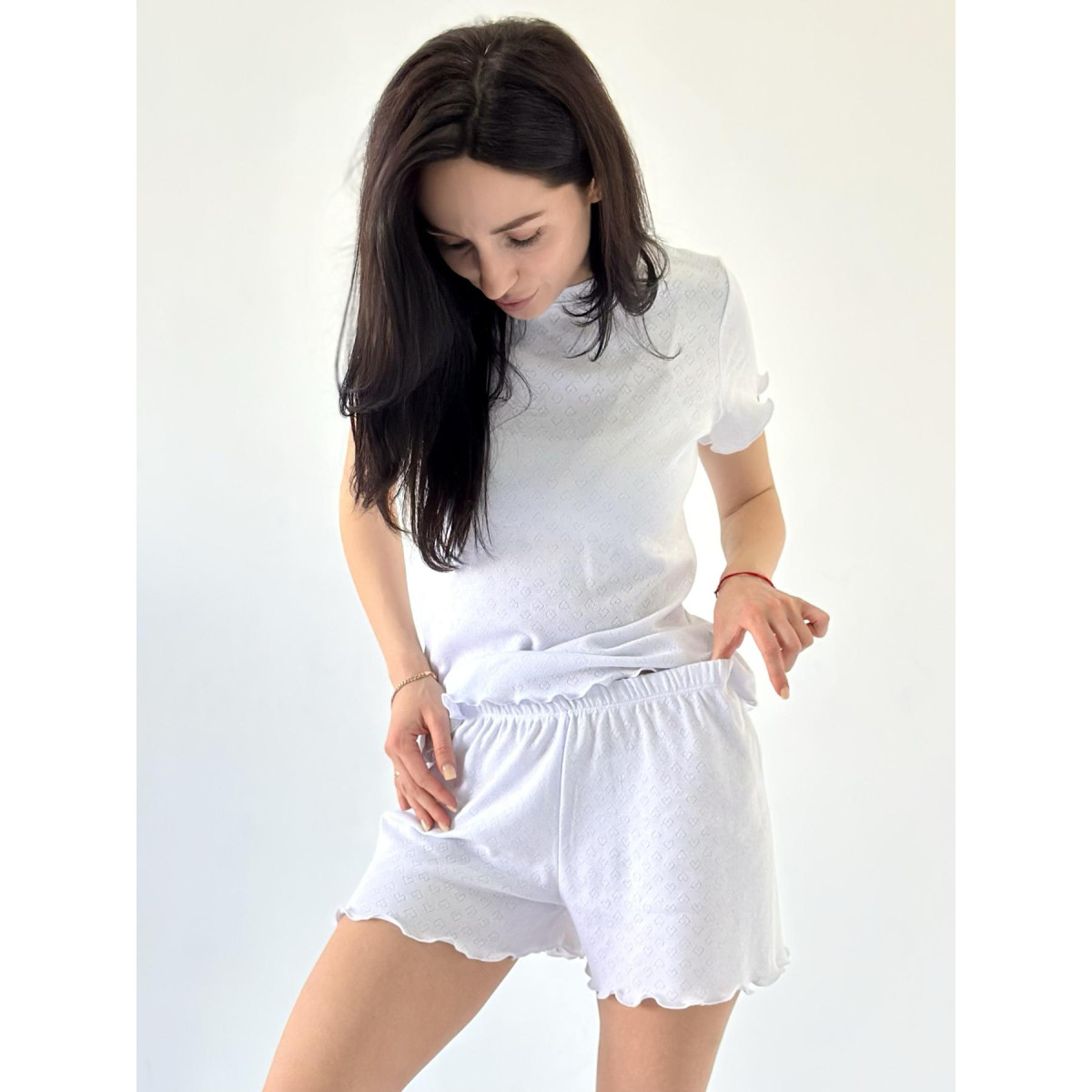 Піжама жіноча з шортами трикотаж Rose Amour White