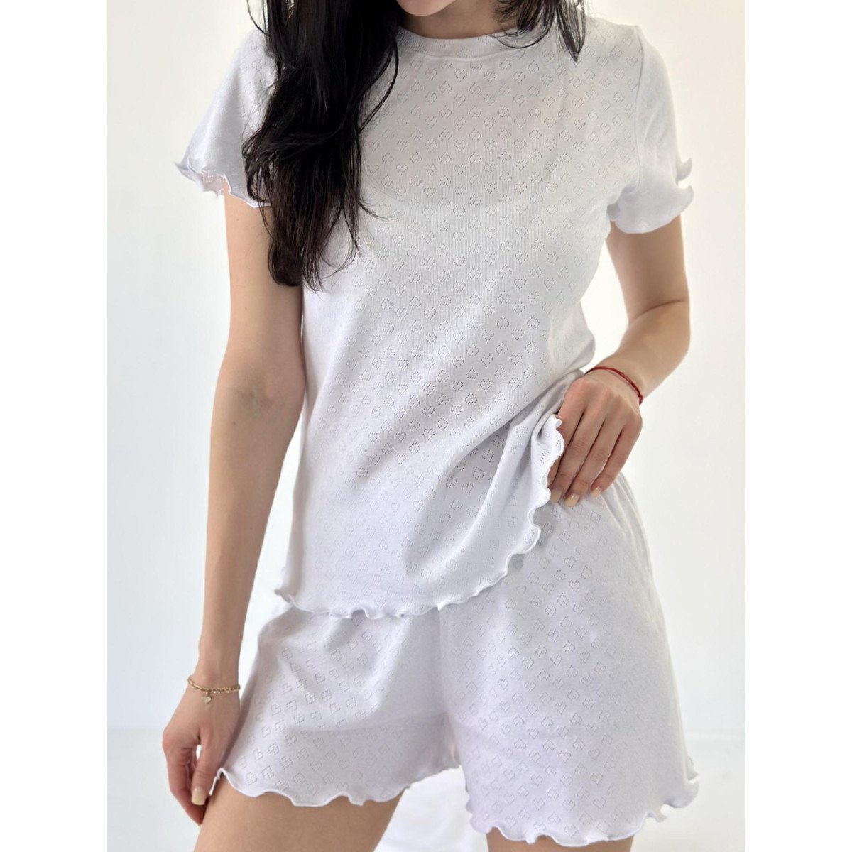 Піжама жіноча з шортами трикотаж Rose Amour White