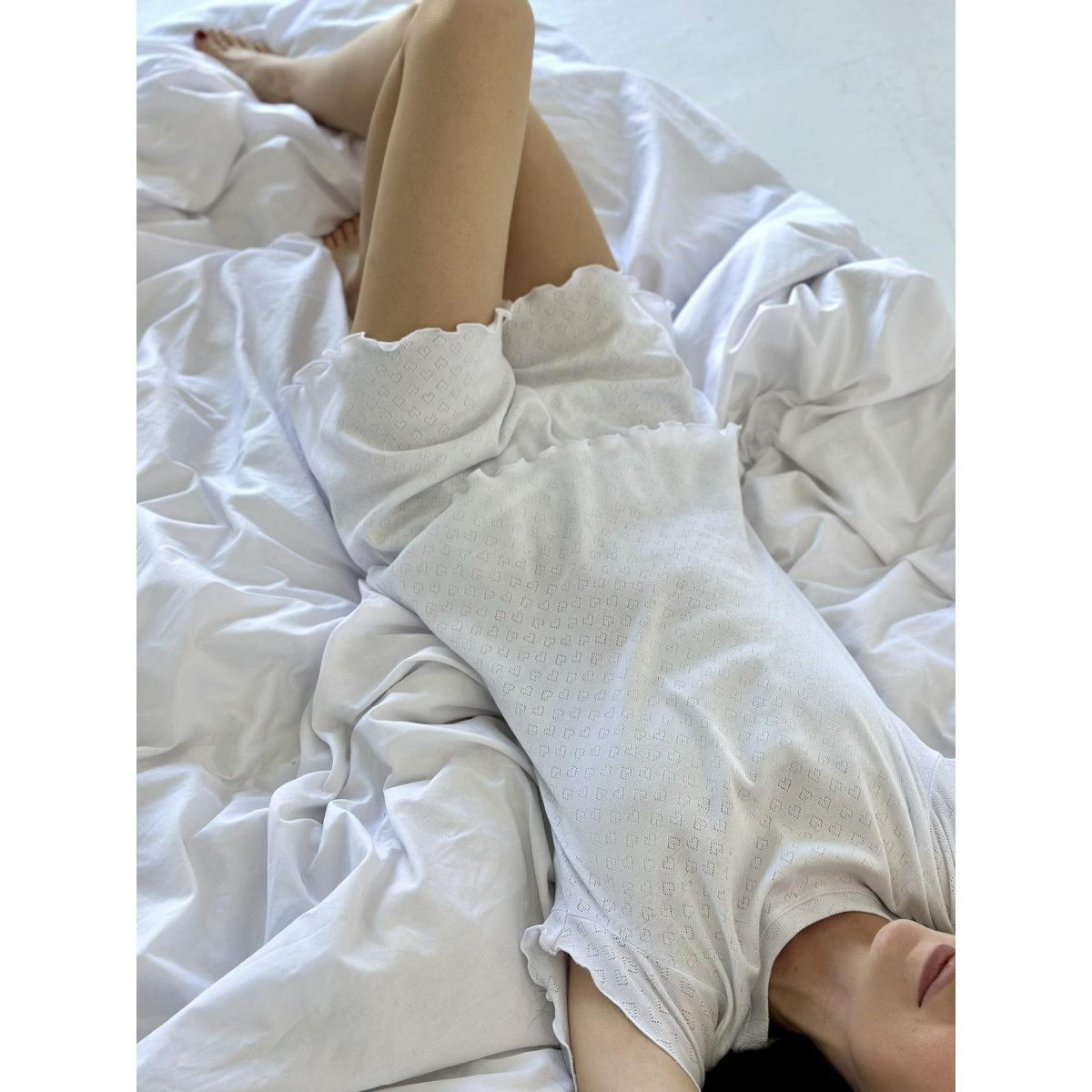 Женская трикотажная пижама тройка Rose Amour White