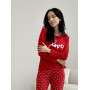 Ночная пижама для девушек трикотаж Love Красная в Горошек Турция в Leron - фото 0