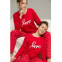 Ночная пижама для девушек трикотаж Love Красная в Горошек Турция в Leron - фото 7