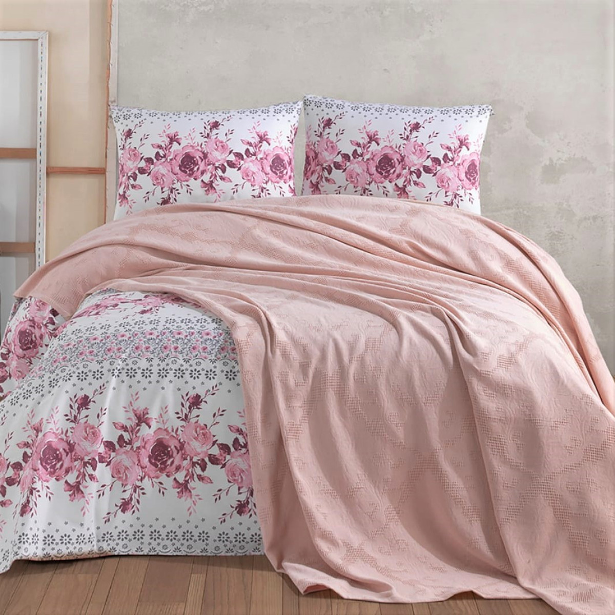 Турецька постільна білизна з Піке покривалом Dreams Rosa в Leron - фото