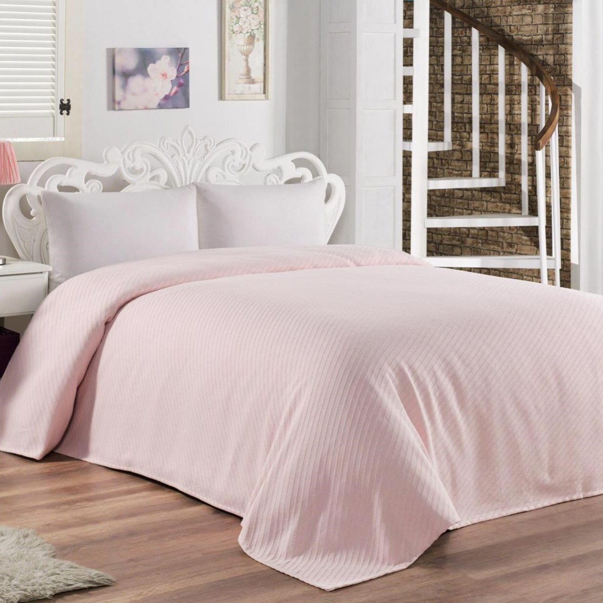 Рожеве покривало 100% бавовна Light Pink Туреччина 200x240 євро в Leron - фото