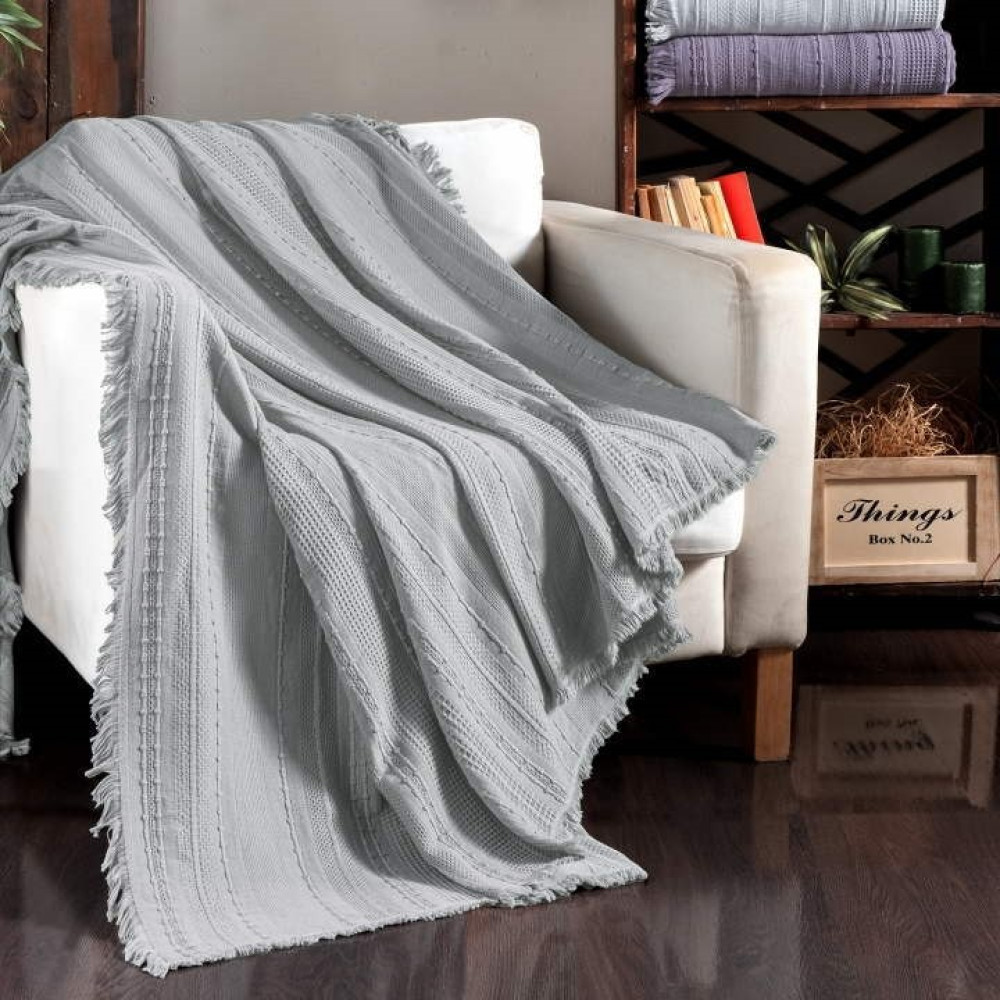 Піке покривало з бавовни на ліжко 220x240 First Choice Sole Gri Туреччина