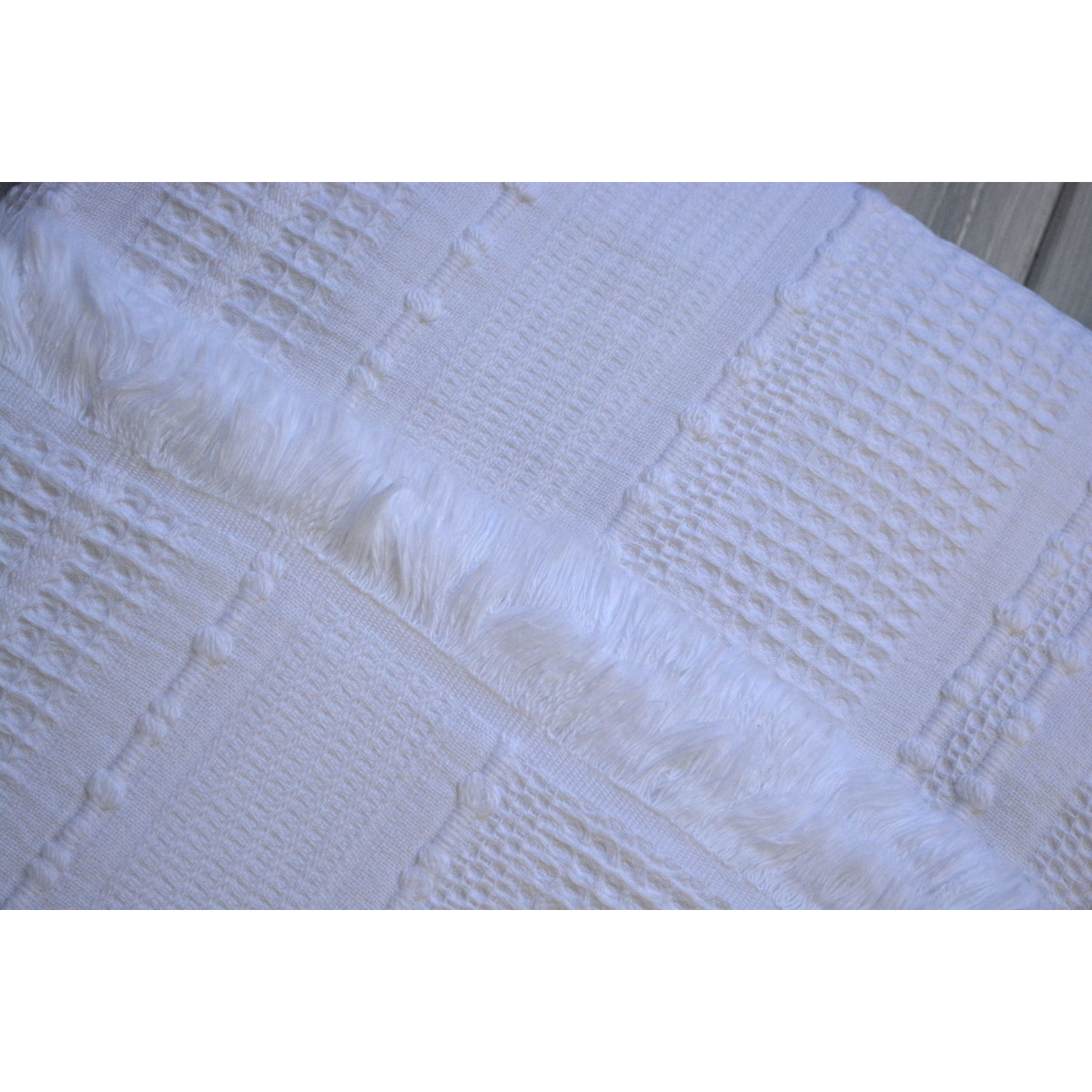 Біле покривало Pike 100% бавовна 220x240 First Choice Sole White Туреччина