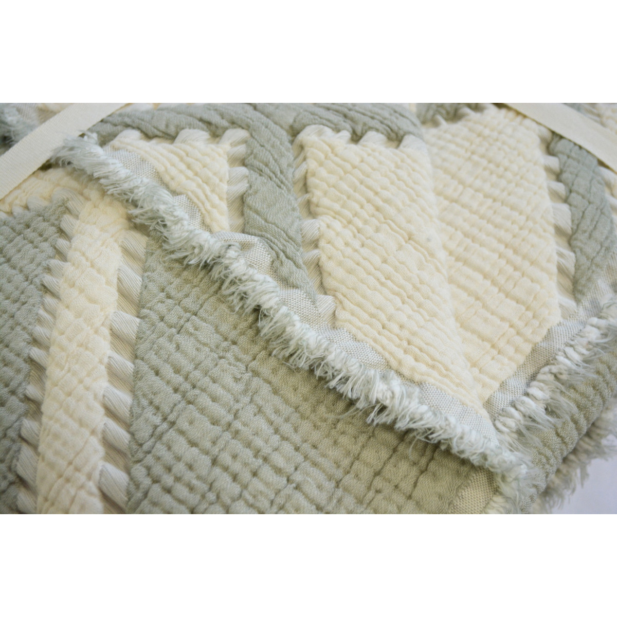 Зеленое покрывало муслин двустороннее 230x250 Moss Ivory Yesil