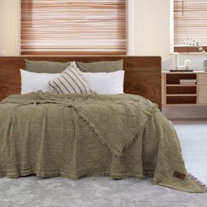 Мягкое покрывало на кровать из муслина Oscar Yesil 240x260 Турция