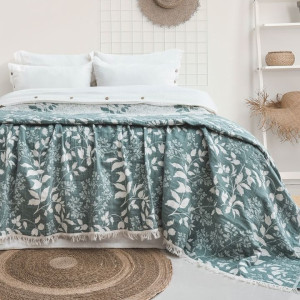 Муслиновое покрывало мягкое зеленое Amore Yesil 240x260 Турция