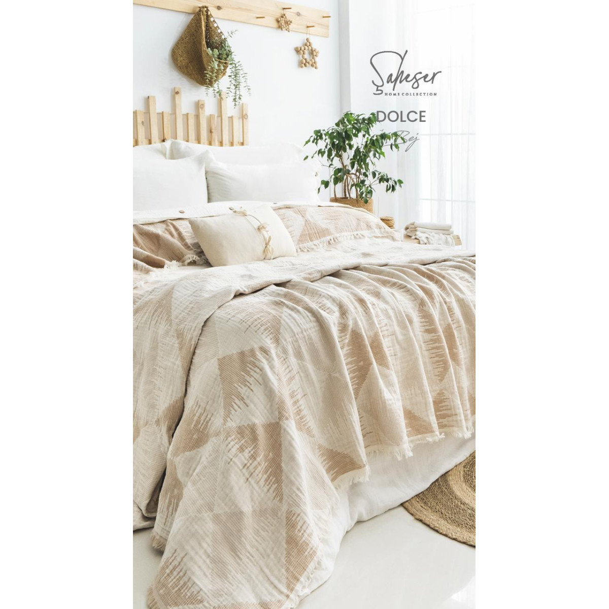 Большое покрывало из муслина двустороннее Dolce Bej 240x260 Турция