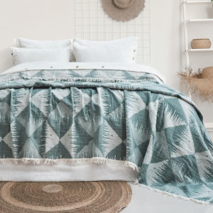 Покрывало для спальни муслин двустороннее зеленое Dolce Yesil 240x260 Турция