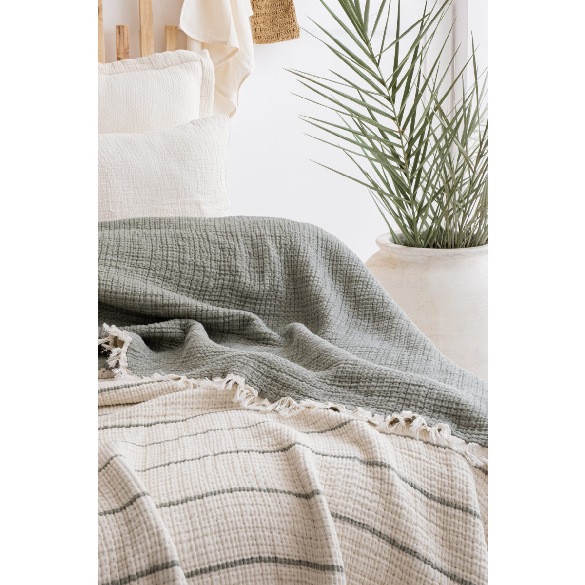 Покрывало евро двустороннее из муслина 220x240 Sante Green Турция