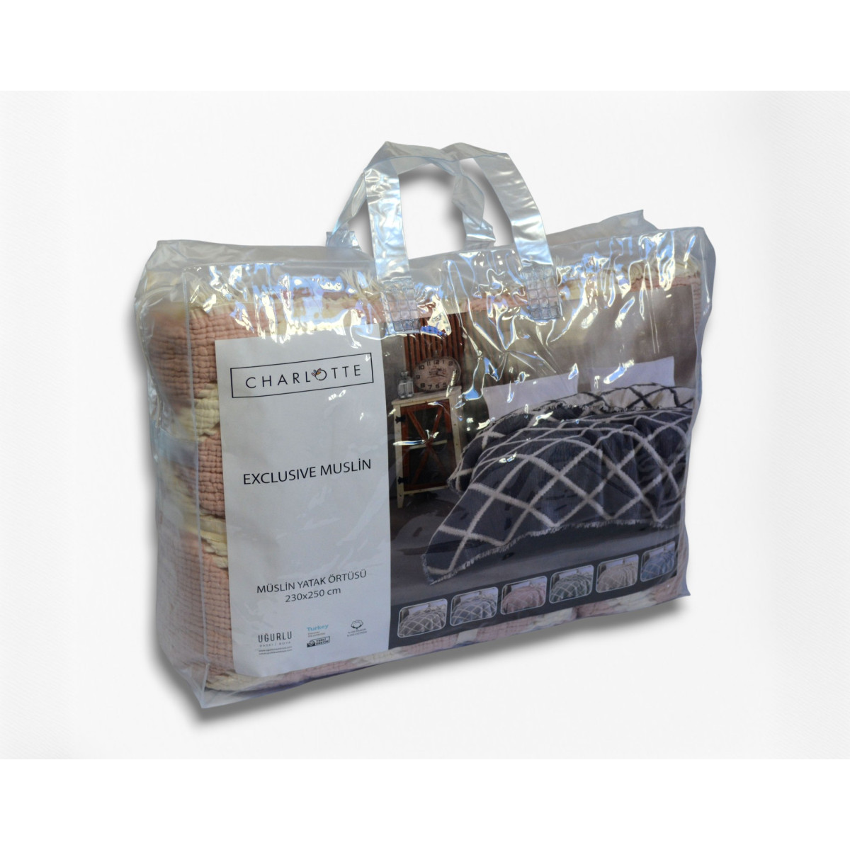 Муслиновое покрывало Турция двустороннее евро 230x250 Exclusive Ivory-Bej