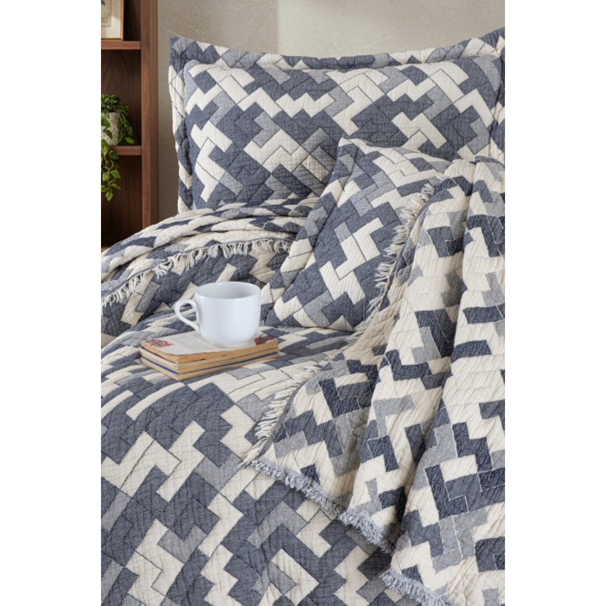 Муслиновое покрывало турецкое с наволочками Rodya Denim 240x260