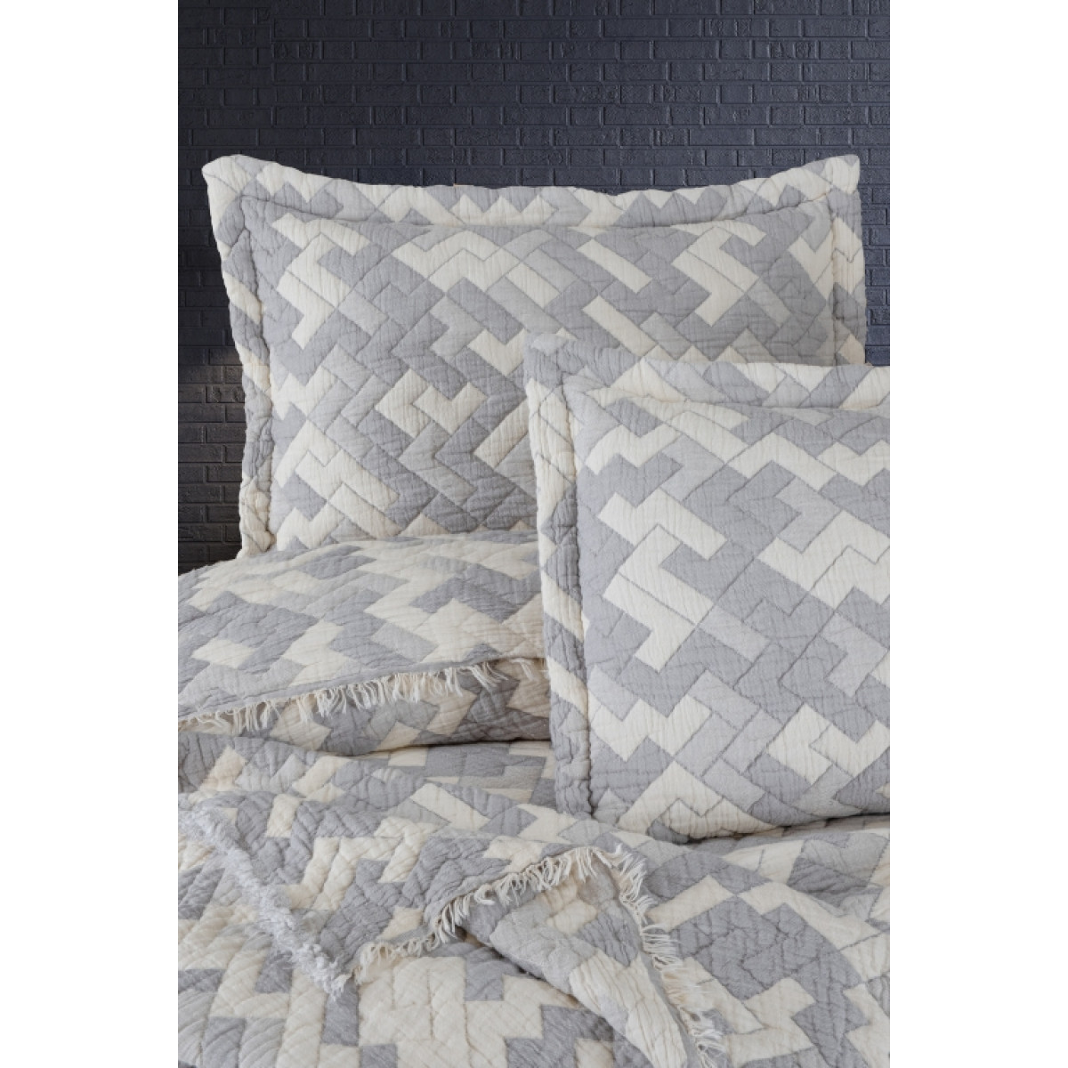 Серое покрывало муслин с наволочками Rodya Grey 240x260 Турция