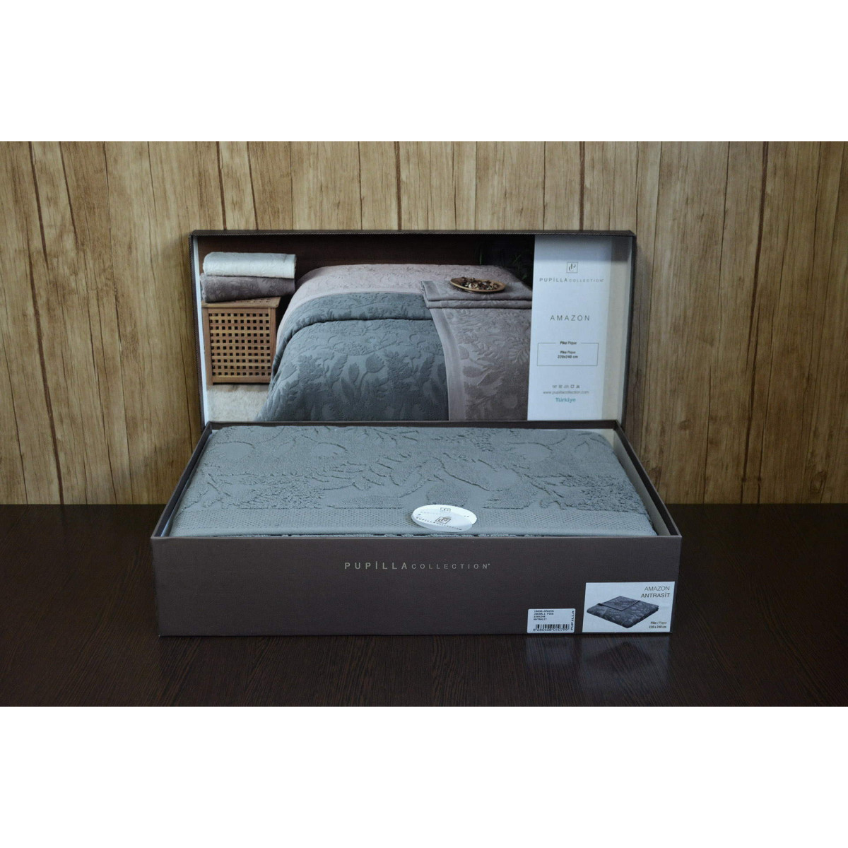 Махрове покривало Туреччина євро 220x240 Amazon Antrasit
