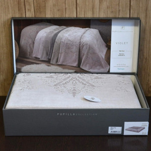 Евро простынь махровая 220x240 жаккардовая Violet Pudra Турция