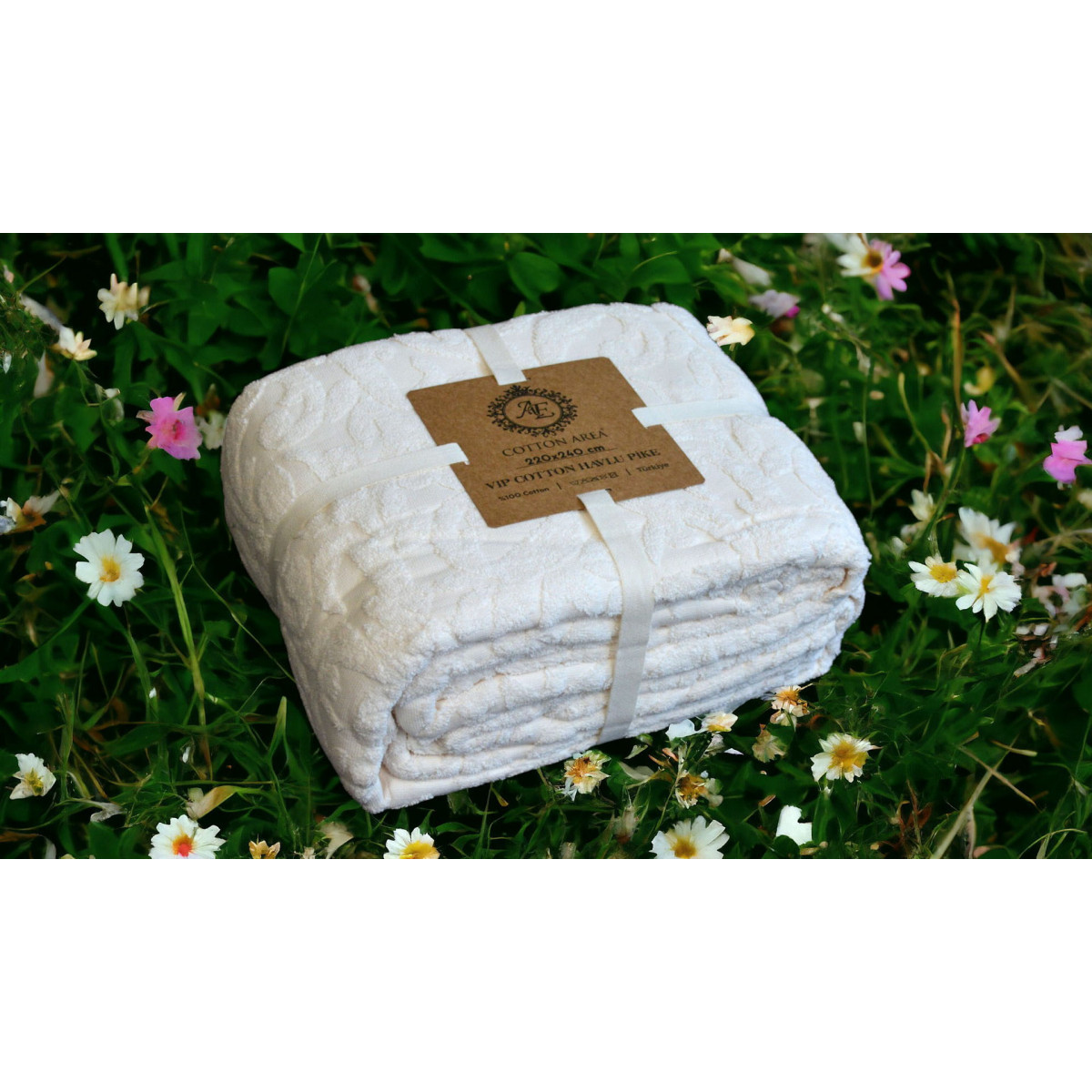 Махрове простирадло Туреччина Кремове Cotton Area жакардове