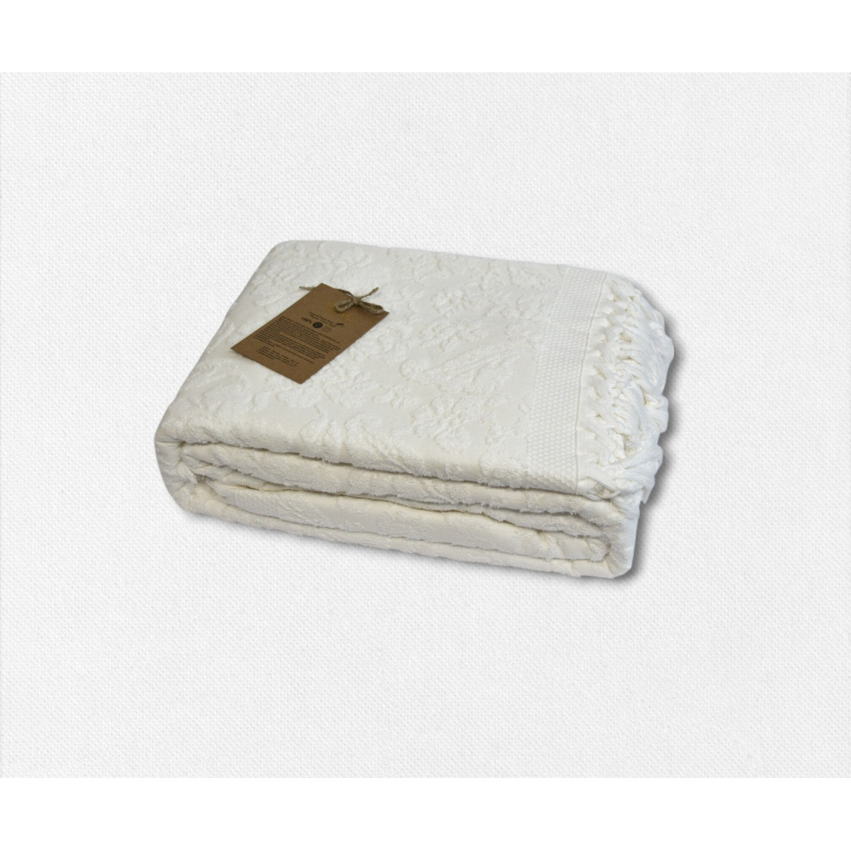 Біле махрове простирадло жакардове 200x220 Lilyum White Туреччина