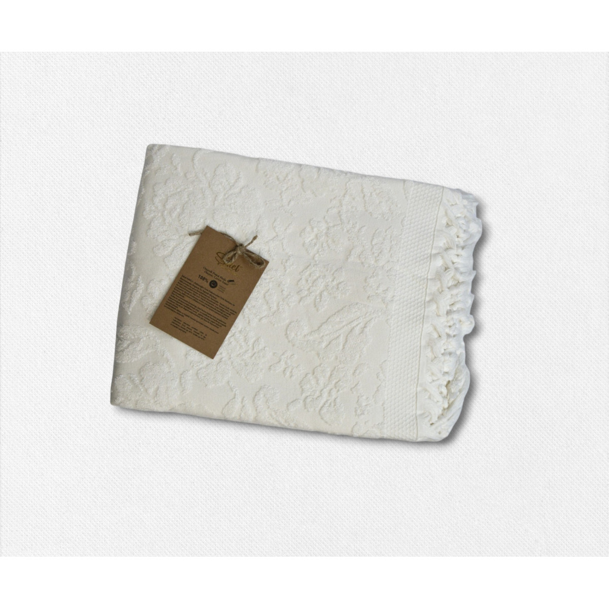 Біле махрове простирадло жакардове 200x220 Lilyum White Туреччина