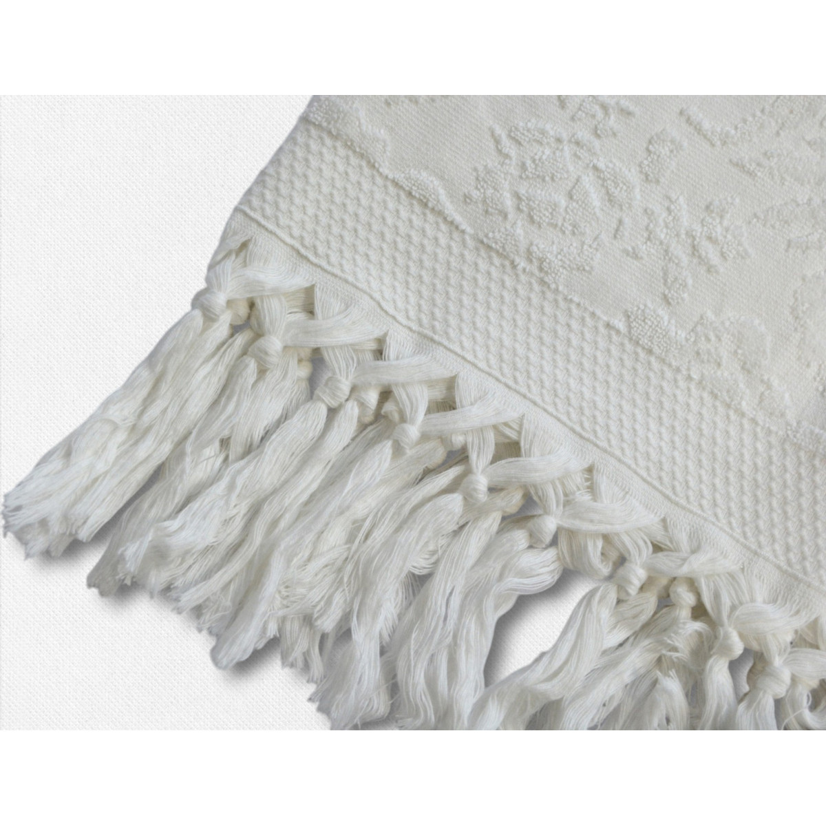 Біле махрове простирадло жакардове 200x220 Lilyum White Туреччина