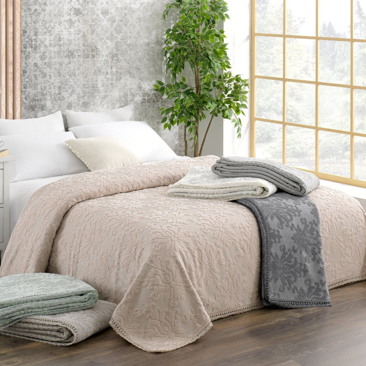Махровое покрывало 100% хлопок Турция 220x240 евро Zeren Bej в Leron - фото