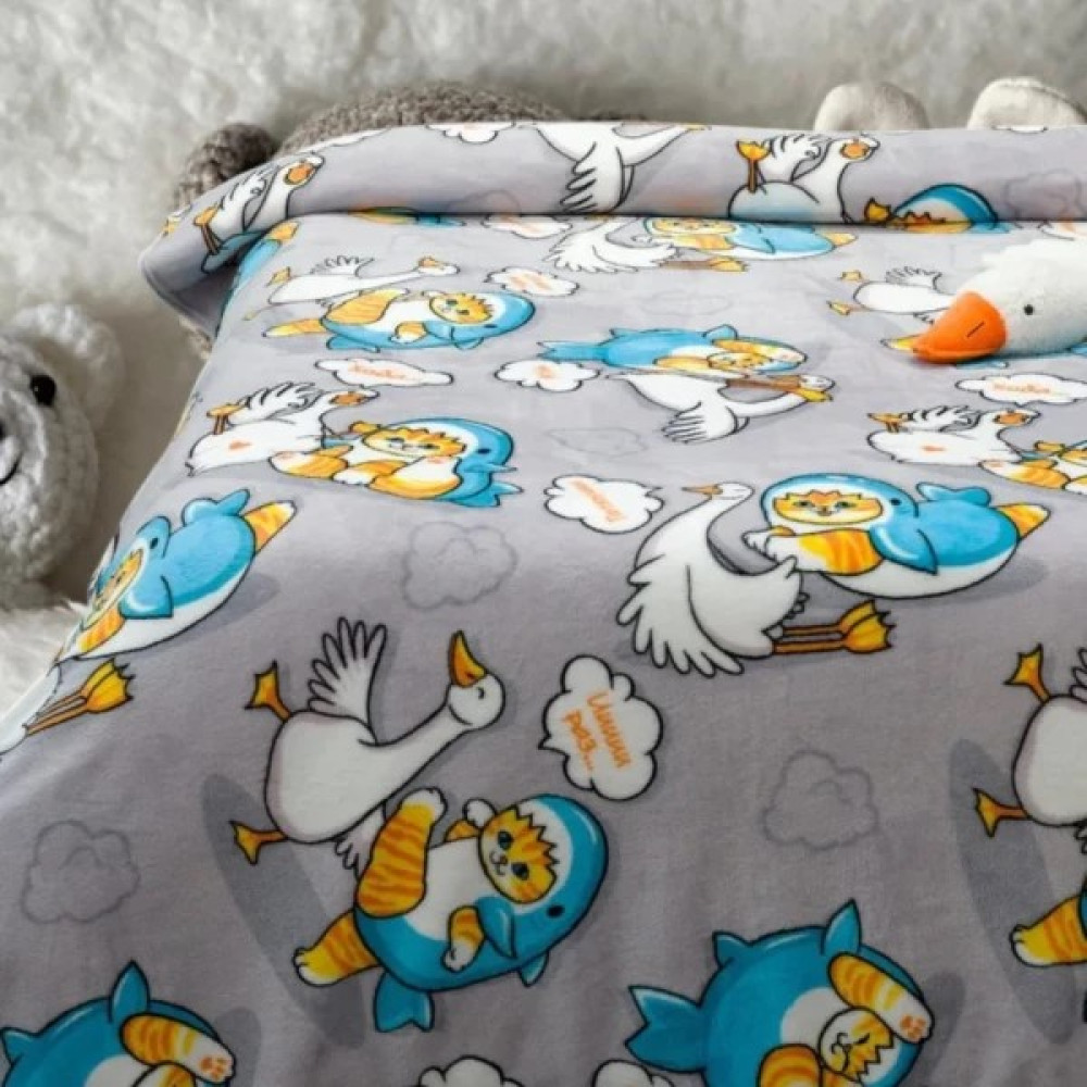 Плед из флиса полуторный 150x200 Гусь и Кот
