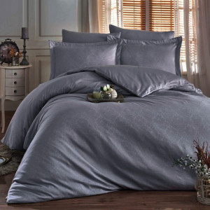 Белье постельное жаккард сатин серый Anthracite Damask