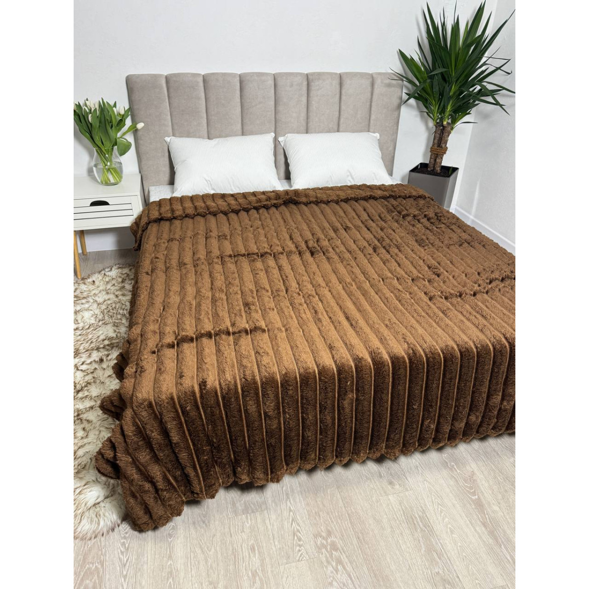 Пушистый плед Шарпей Royal Шоколад 200x230