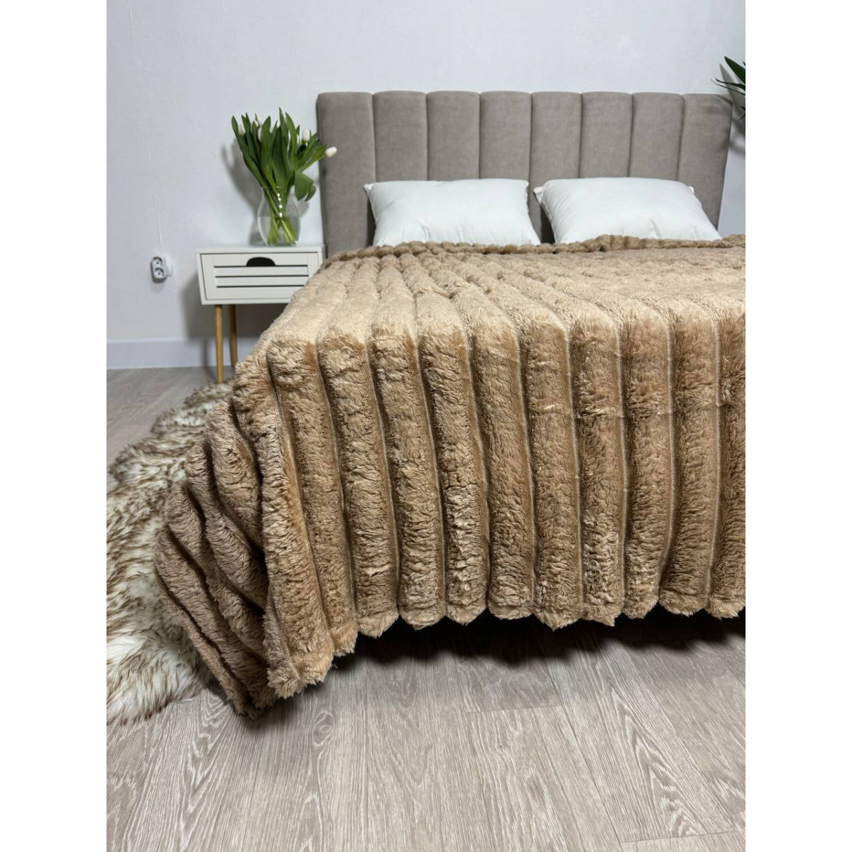Плюшевый плед Шарпей Royal Карамель 200x230