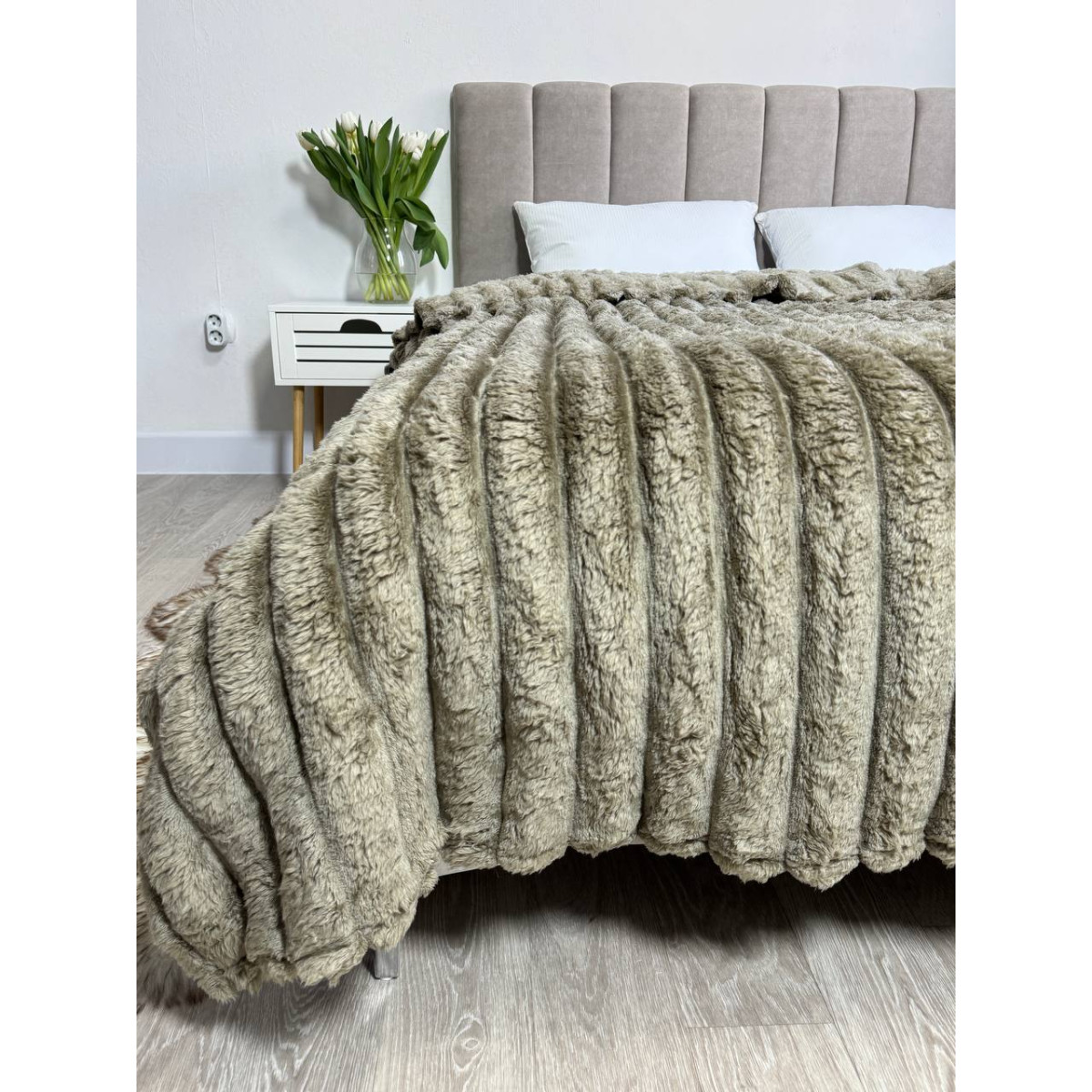 Красивый плед плюшевый Шарпей Royal Хаки 200x230