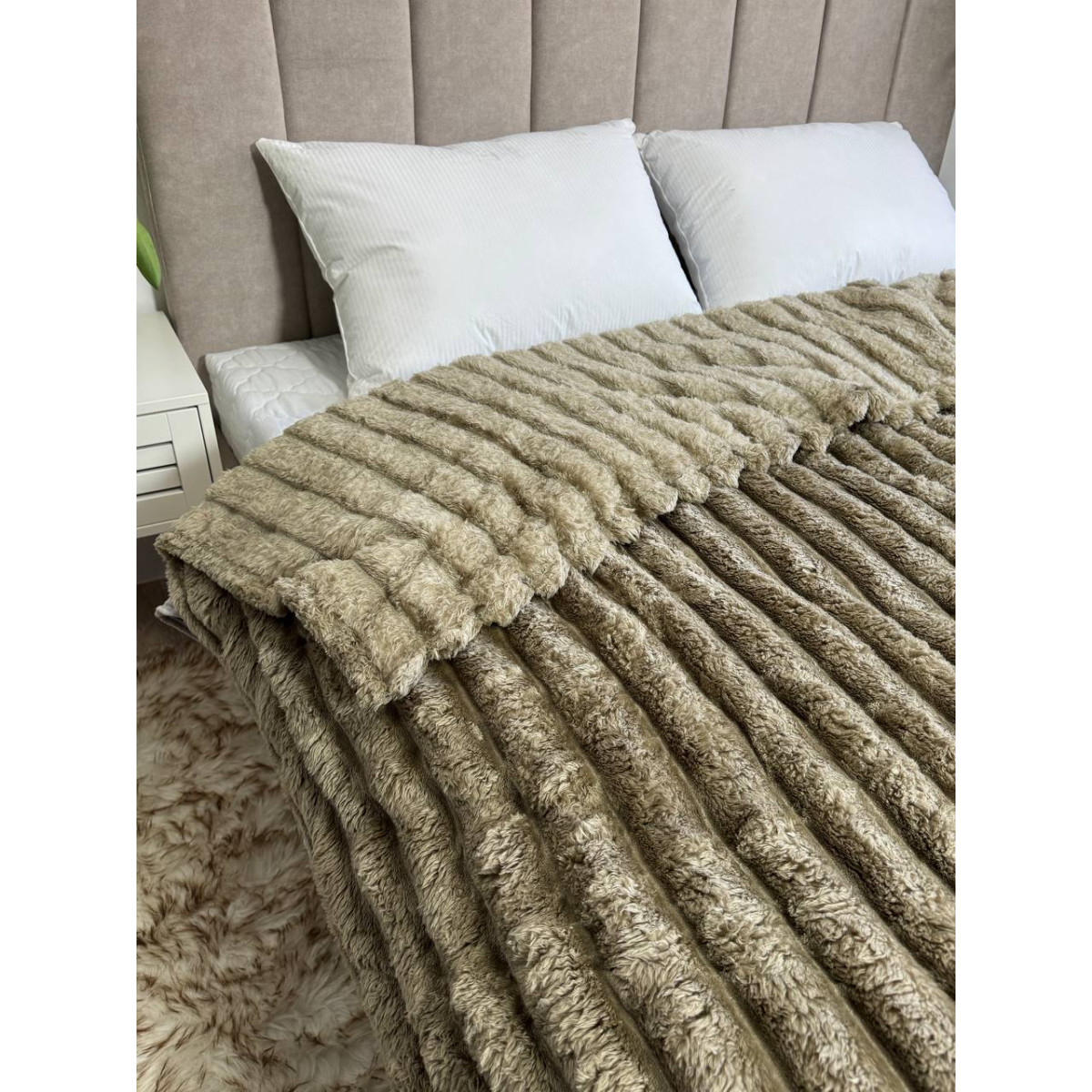 Красивый плед плюшевый Шарпей Royal Хаки 200x230