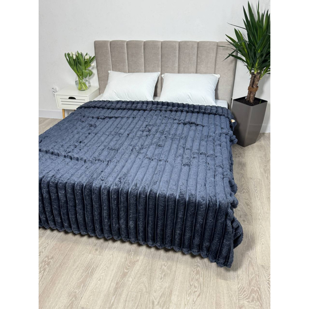Плед на кровать плюшевый Шарпей Royal Графит 200x230
