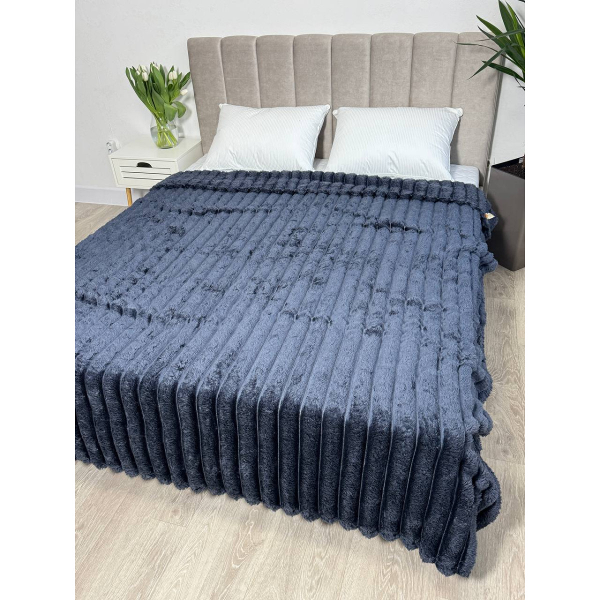 Плед на кровать плюшевый Шарпей Royal Графит 200x230