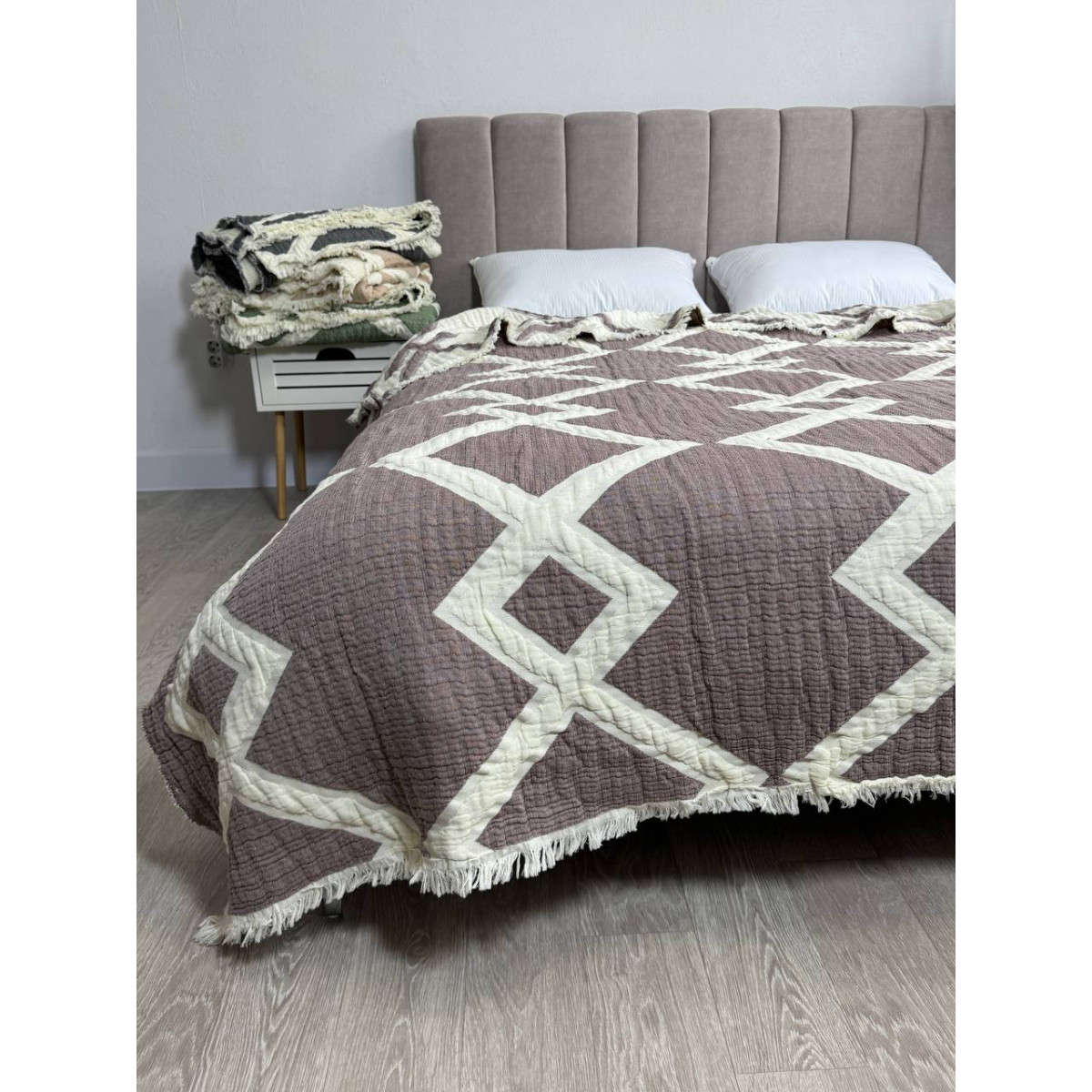 Евро покрывало муслин двустороннее 200x230 Паула Шоколад